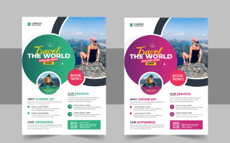 Travel flyer design and brochure cover page template