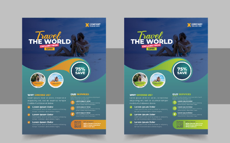 Travel flyer design or brochure cover page template for travel agency Corporate Identity