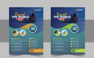 Travel flyer design or brochure cover page template for travel agency