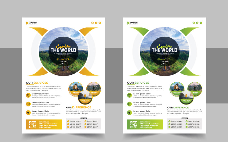 Travel holiday flyer design and brochure cover page template Corporate Identity