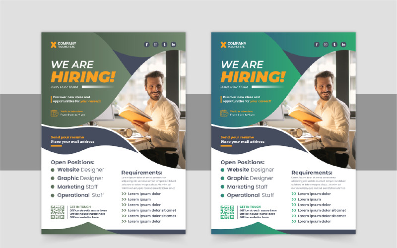We are hiring flyer design or Job vacancy leaflet flyer template design layout Corporate Identity