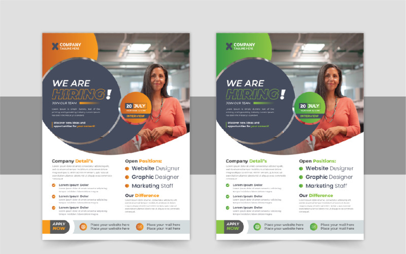 We are hiring flyer design or Job vacancy leaflet flyer template layout Corporate Identity