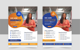 We are hiring flyer design or Job vacancy leaflet flyer template