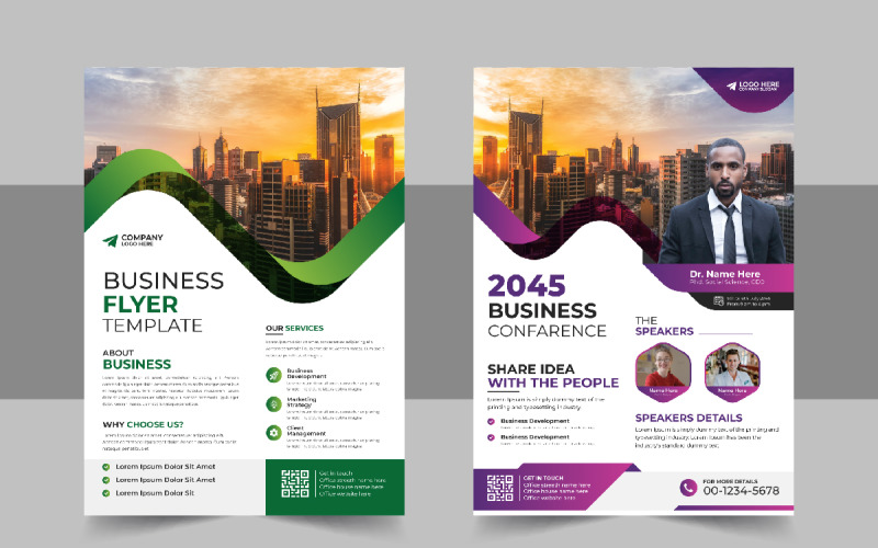 Conference Flyer template vector Corporate Identity