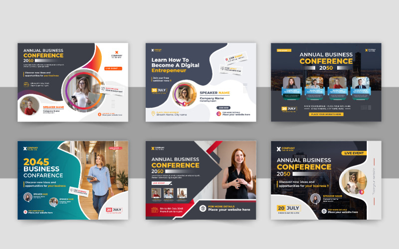 Creative horizontal Business Conference flyer design layout Corporate Identity