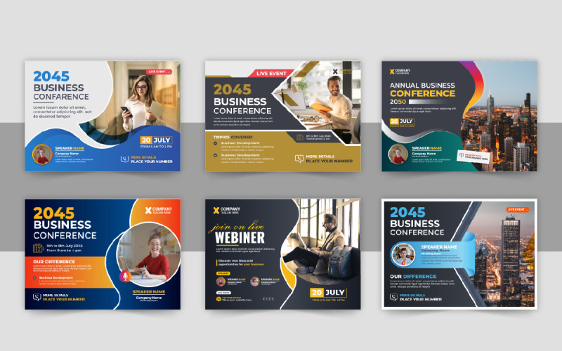 Horizontal Business Conference flyer design layout template Corporate Identity
