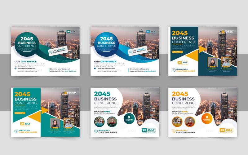 Modern Horizontal Business Conference flyer design layout template Corporate Identity