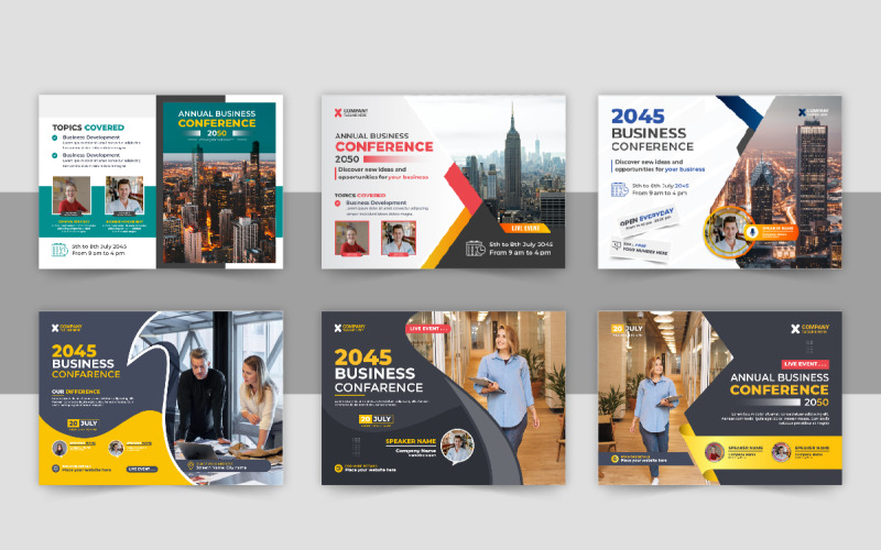 Modern horizontal Business Conference flyer design layout Corporate Identity