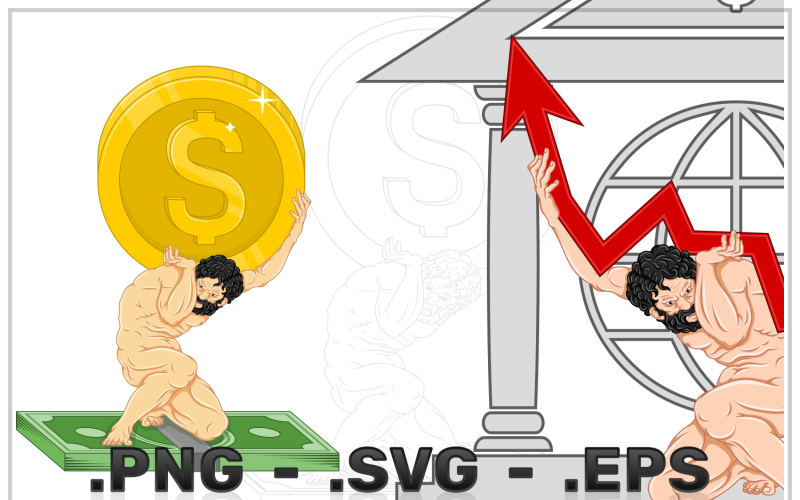 Vector Design Of Atlas Holding The Economy Vector Graphic