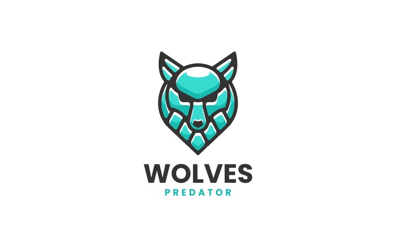 Wolf Simple Mascot Logo 3 Logo Template
