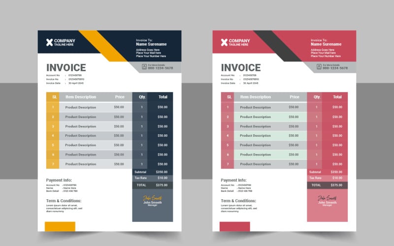 Creative invoice design template layout Concept Corporate Identity
