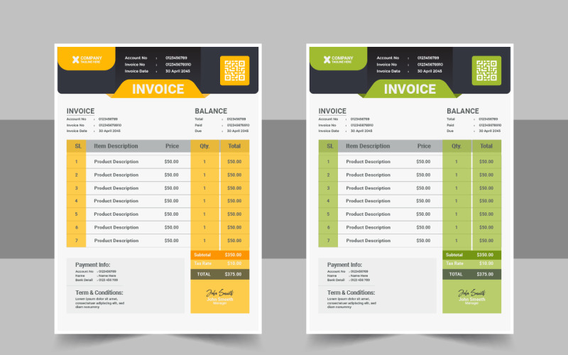 Creative invoice design template layout Corporate Identity