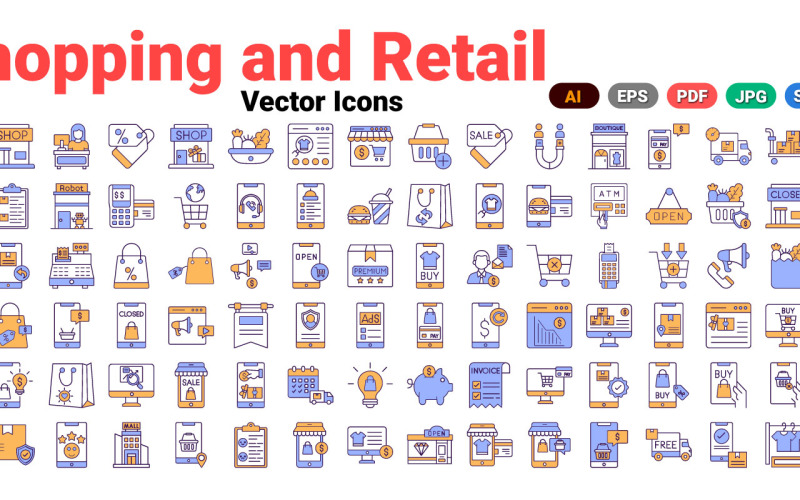 Shopping and Retail Vector Icons Icon Set