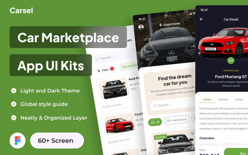 Carsel - Car Marketplace App UI Kits UI Element