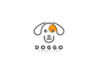 Dog head line art outline logo