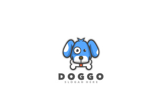 Dog with bone mascot logo template design