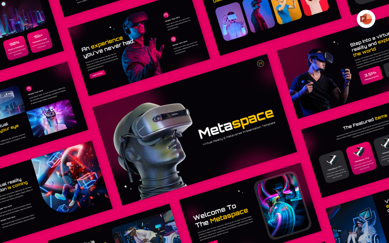 Metaspace - Virtual Reality and Mataverse Powerpoint Template PowerPoint Template