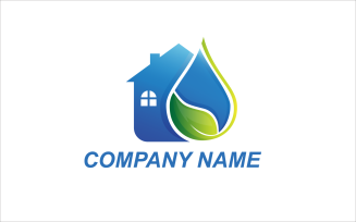 Modern Water and Leaf House Logo