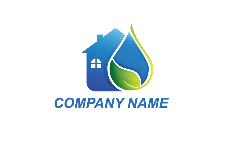 Modern Water and Leaf House Logo Logo Template