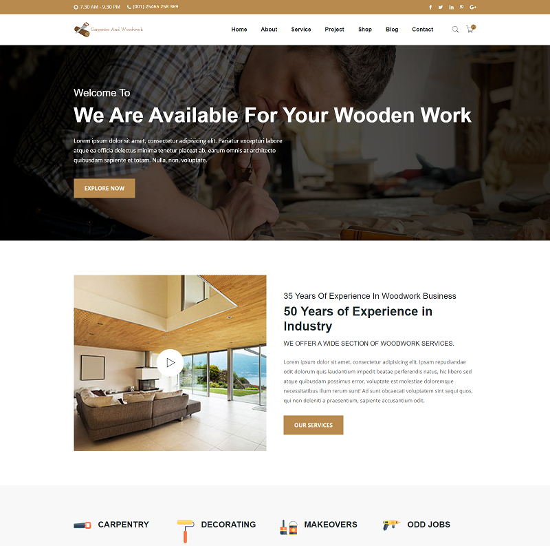 Carpenter And Woodwork HTML Template