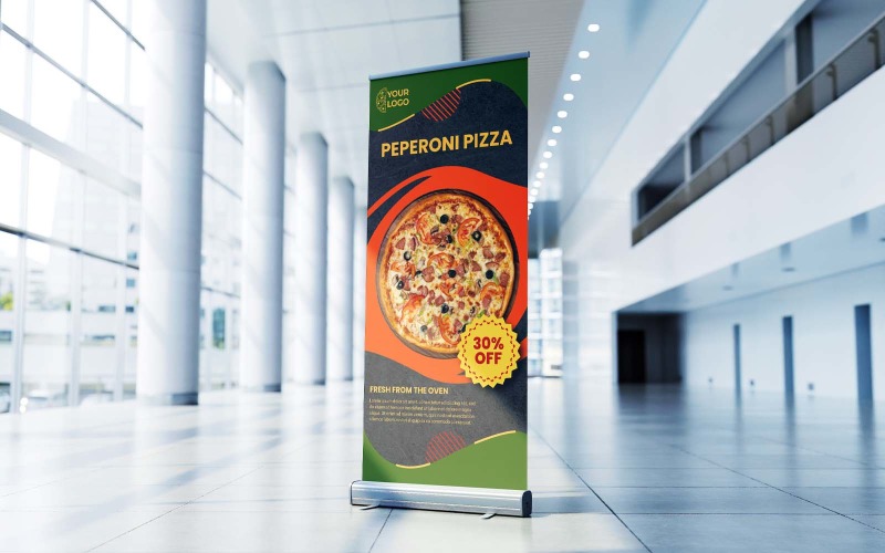Peperoni Pizza Fresh Food Corporate Roll Up Banner, X Banner, Standee, Pull Up Design Corporate Identity