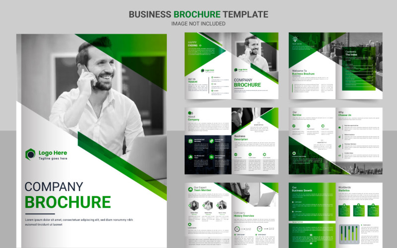 Business brochure template layout design,minimal business green brochure template design Illustration