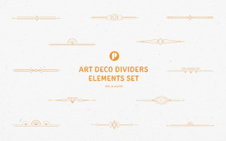 Golden Brown Art Deco Dividers Elements Set