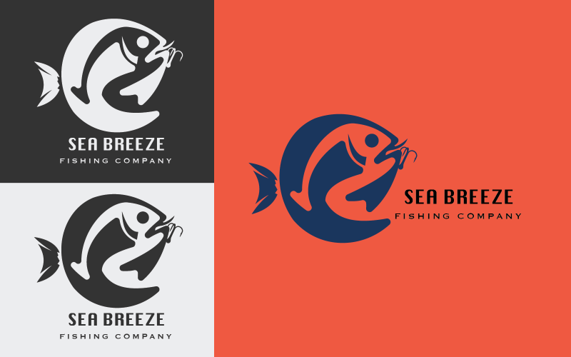 Sea Breeze Fishing Company Design LogoTemplate Logo Template