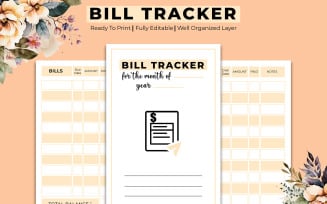 Bill Tracker Journal Notebook Kdp Interior