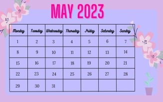 Calender template for Digital planning- May