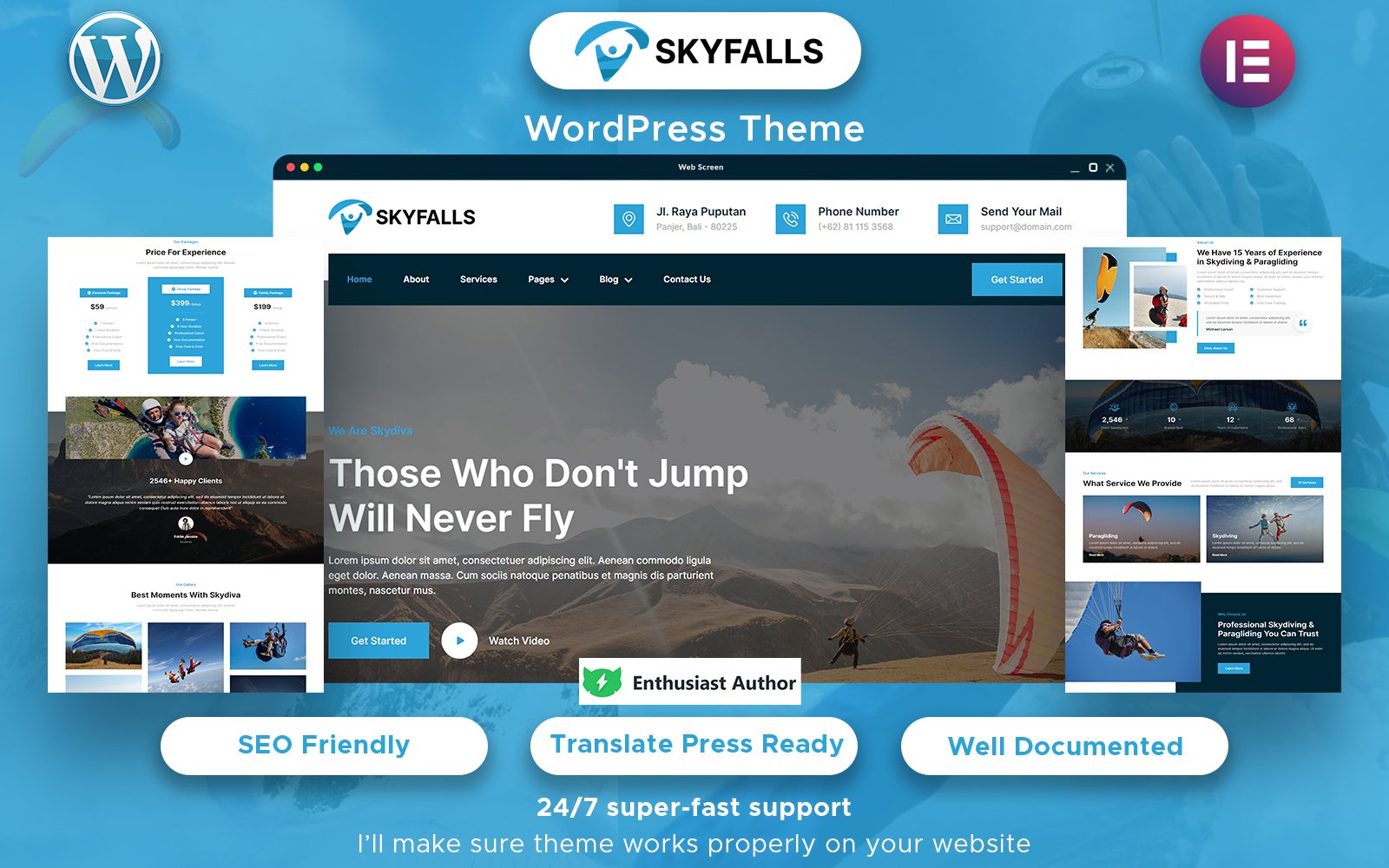 Skydiving Responsive WordPress Theme