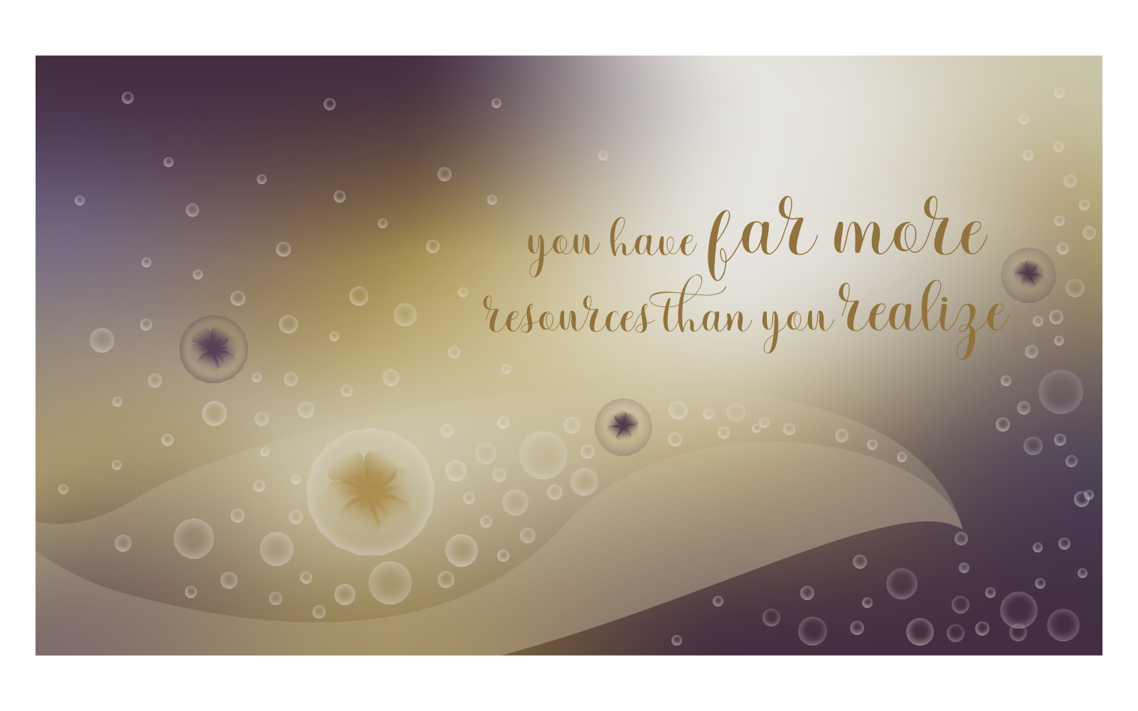 Yellow and Purple Inspirational Background Image 14400x8100px with Message About Resources