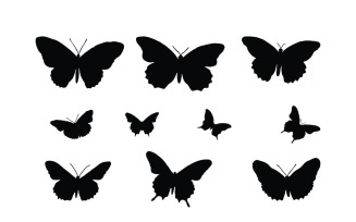 Butterfly silhouette collection vector