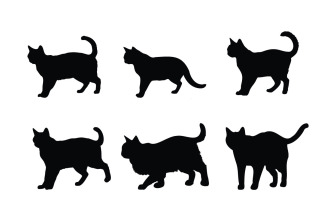 Cat silhouette design collection vector