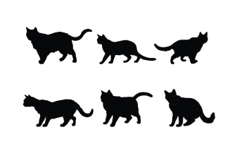 Cat walking silhouette bundle vector