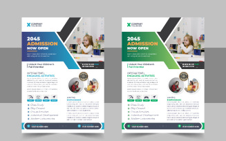 Creative Kids back to school admission flyer layout template or School admission flyer layout
