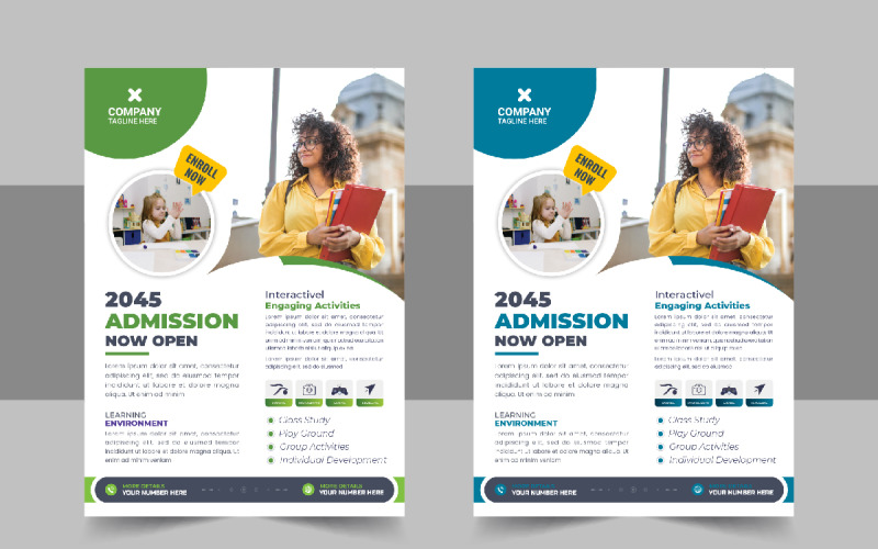 Creative Kids back to school admission flyer template or School admission flyer design template Corporate Identity