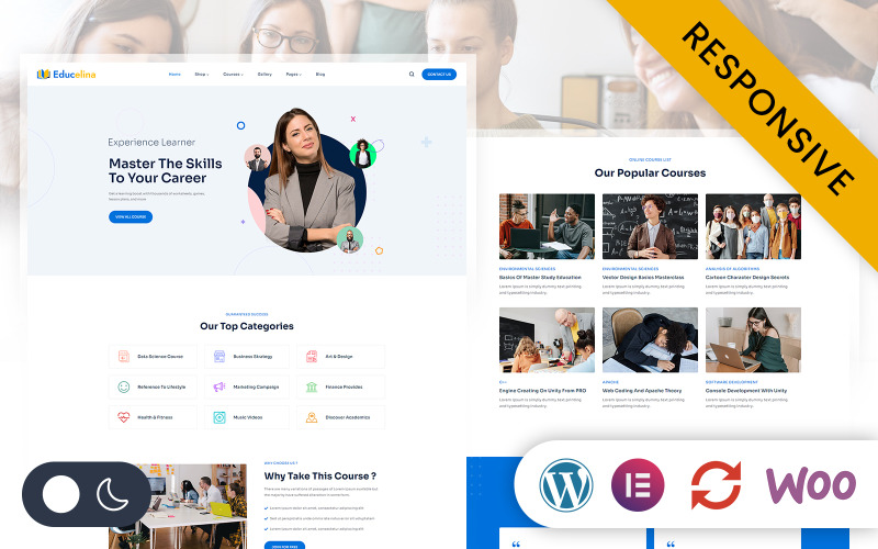Educelina - Online Learning Courses Elementor Wordpress Responsive Theme WordPress Theme