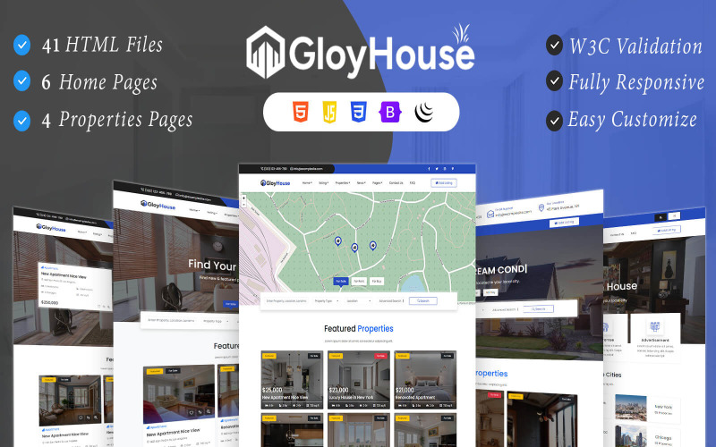 GloryHouse - Property & Real Estate HTML Template Website Template