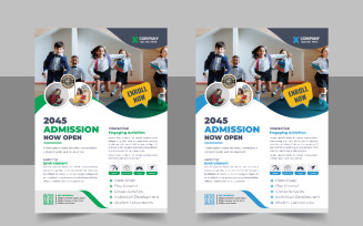 Kids back to school admission flyer layout template or School admission flyer template layout