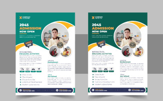 Kids back to school education admission flyer layout template or School admission flyer layout