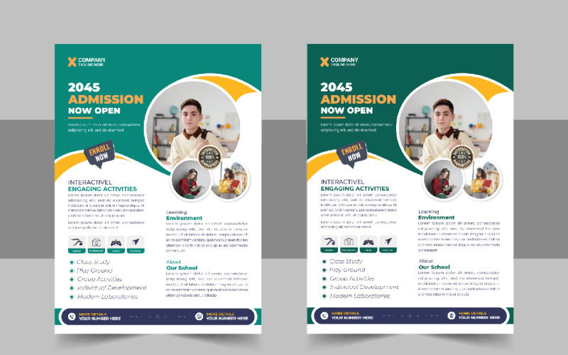 Kids back to school education admission flyer layout template or School admission flyer layout Corporate Identity