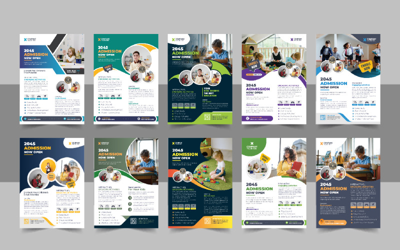 Kids back to school education admission flyer template or School admission flyer design bundle Corporate Identity
