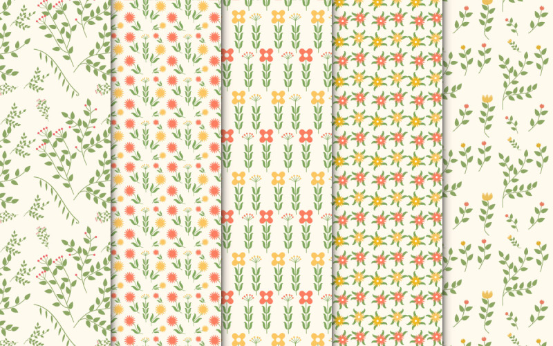 Minimal flower pattern collection vector Pattern