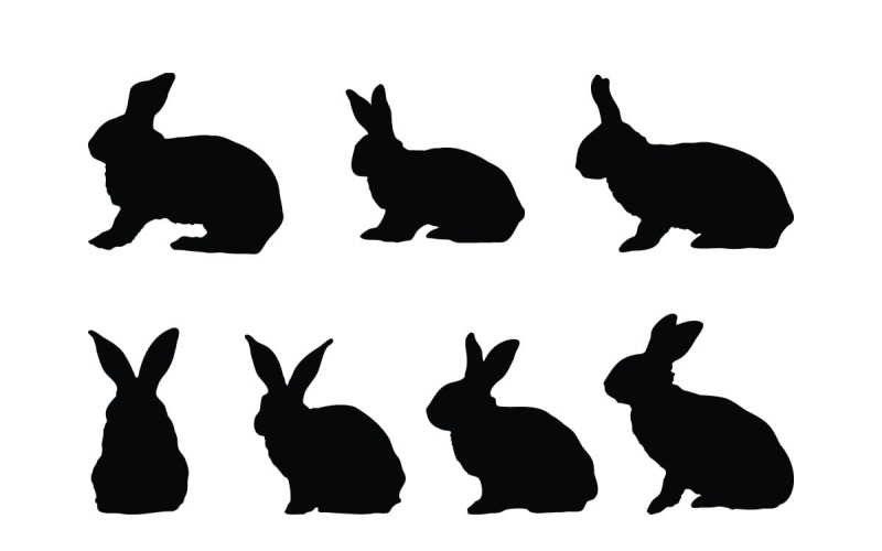 Rabbit silhouette vector collection Illustration