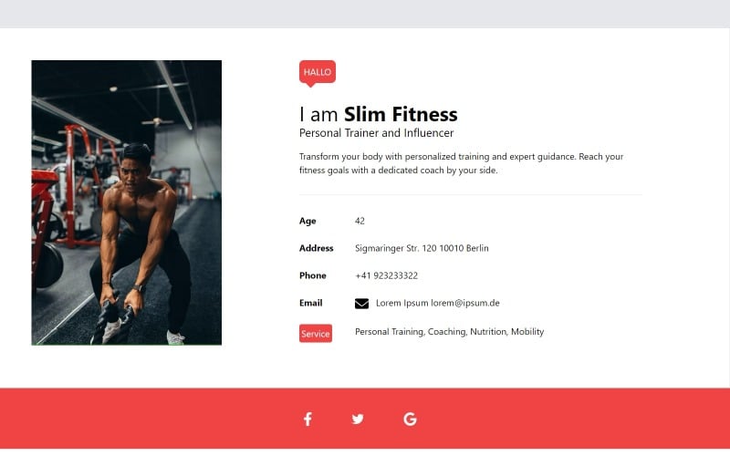 Slim – Clean Tailwind HTML digital business card Template Landing Page Template