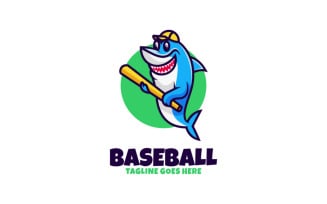 Baseball Shark Mascot Cartoon Logo