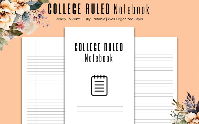 College Ruled Notebook Kdp Interio Planner