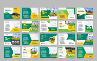 Lawn Mower Garden or Landscaping Service Postcard Template bundle