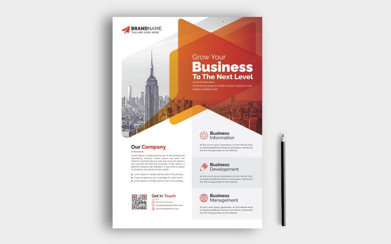 Orange Corporate Business Flyer, Pamphlet, Booklet, Leaflet Template Unique Design Corporate Identity